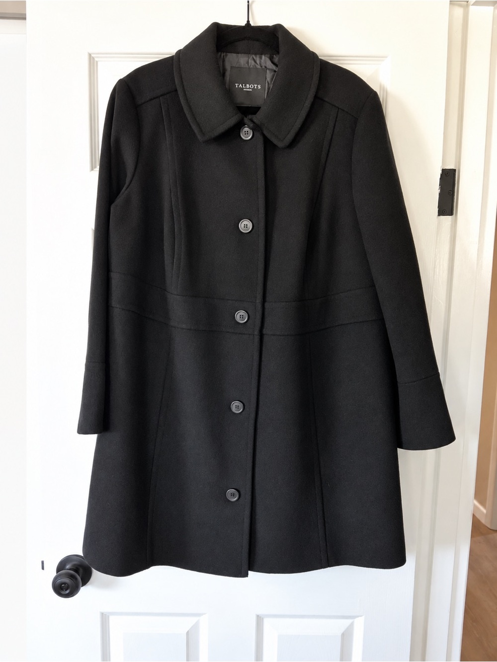 Talbots Black Wool-Blend Single-Breasted Pea Coat 18W